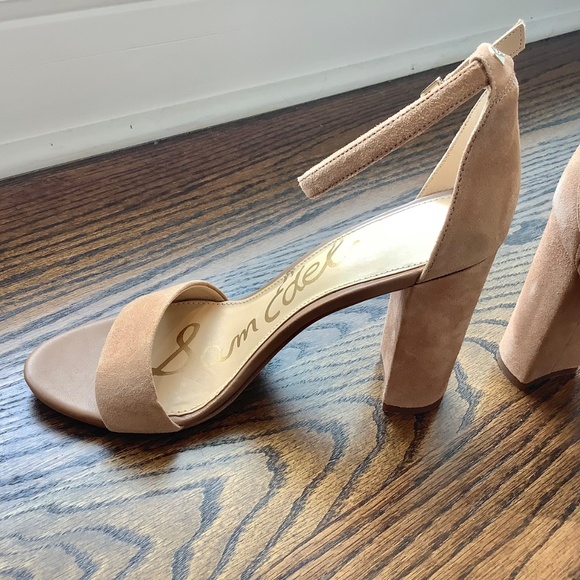SAM EDELMAN Yaro Block Heel Tan Suede Strappy Sandals Size 7.5 - Picture 2 of 8